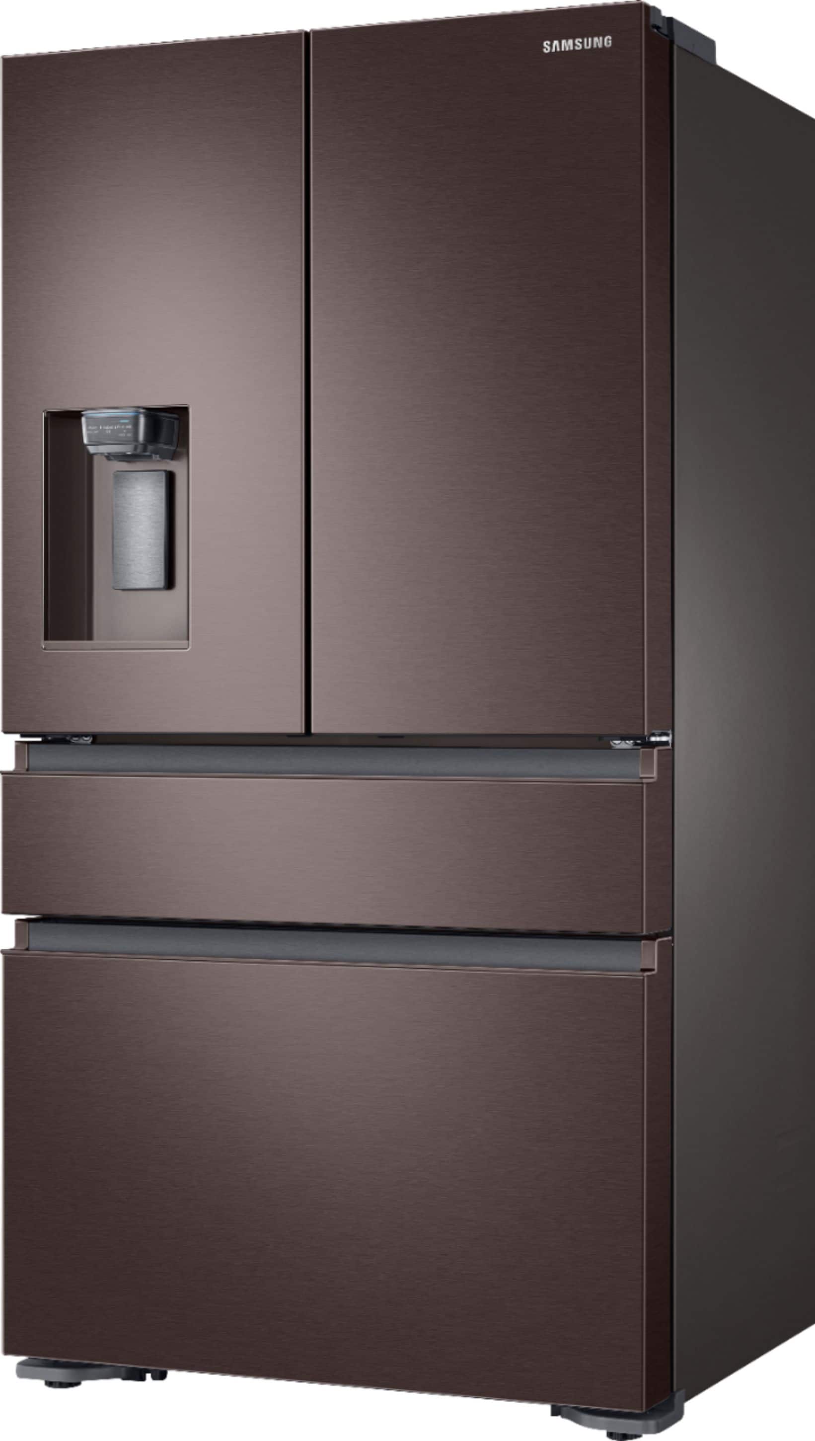 Left. Samsung - 22.6 Cu. Ft. 4-Door Flex French Door Counter-Depth Refrigerator - Tuscan Stainless Steel.