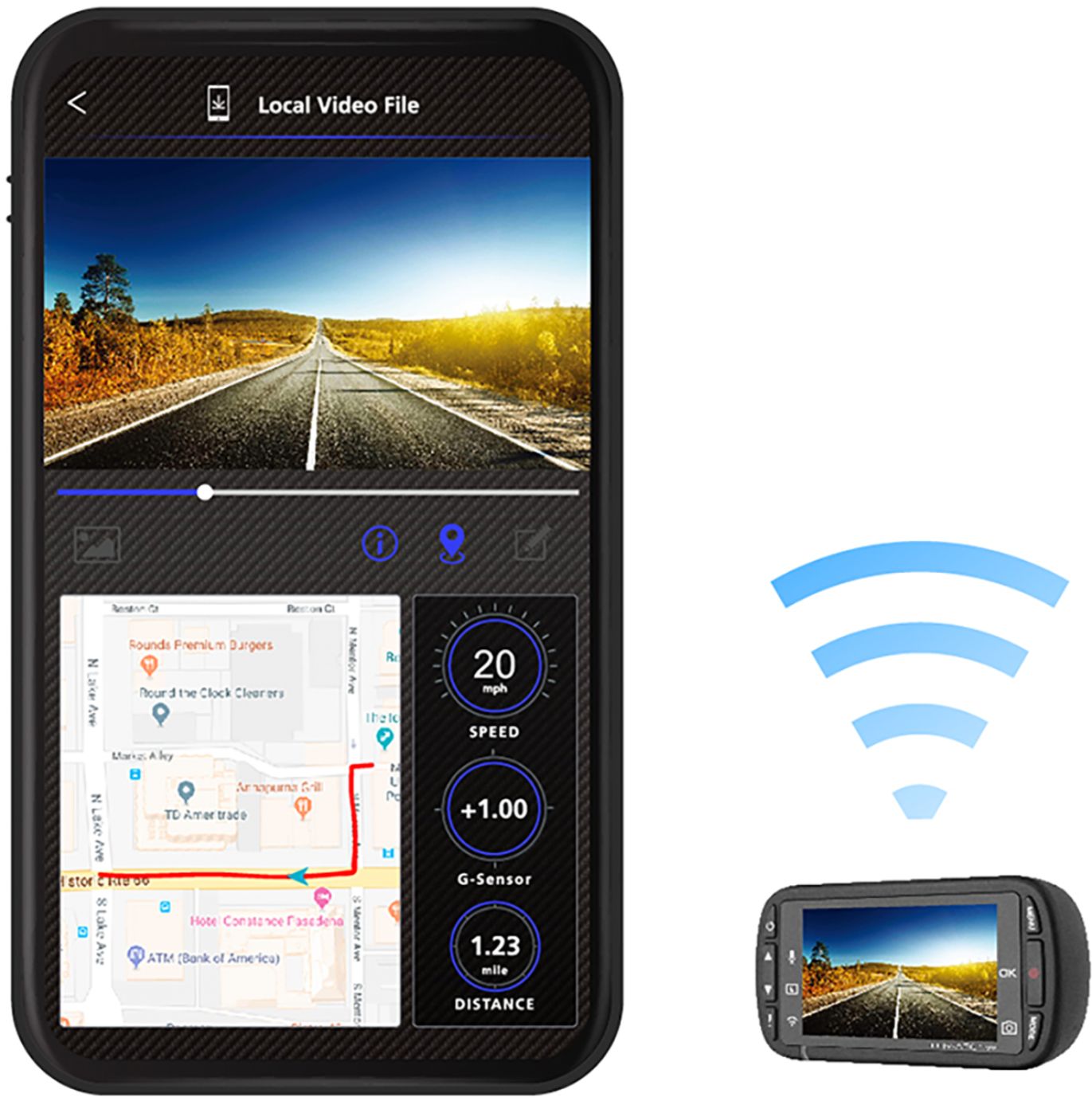 Dashcam KENWOOD DRV-A501W WQHD avec connexion sans fil LAN & GPS