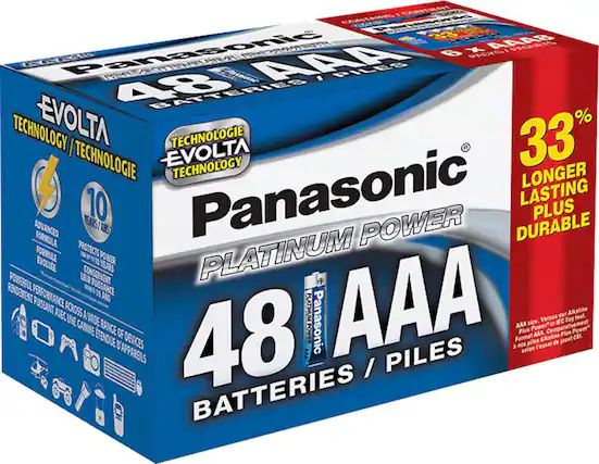 Front. Panasonic - Platinum Power AAA Batteries (48-Pack) - Silver/Blue.