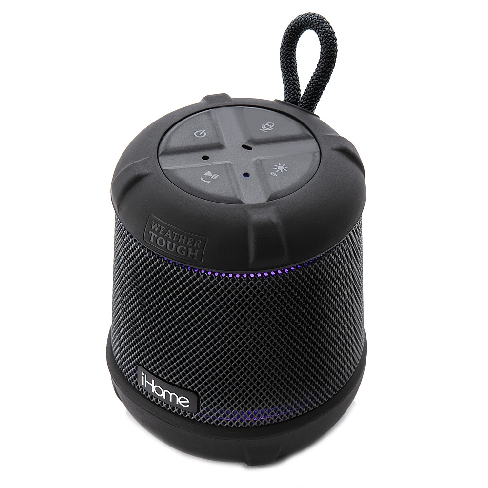 Angle View: iHome - PlayTough L - Bluetooth Rechargeable Waterproof Portable Speaker with 20-Hour Mega Battery and Color Changing Lighting - Black