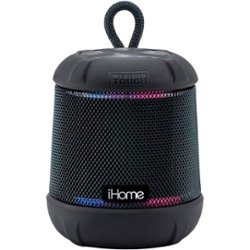 iHome - PlayTough L - Bluetooth Rechargeable Waterproof Portable Speaker with 20-Hour Mega Battery and Color Changing Lighting - Black - Front_Zoom