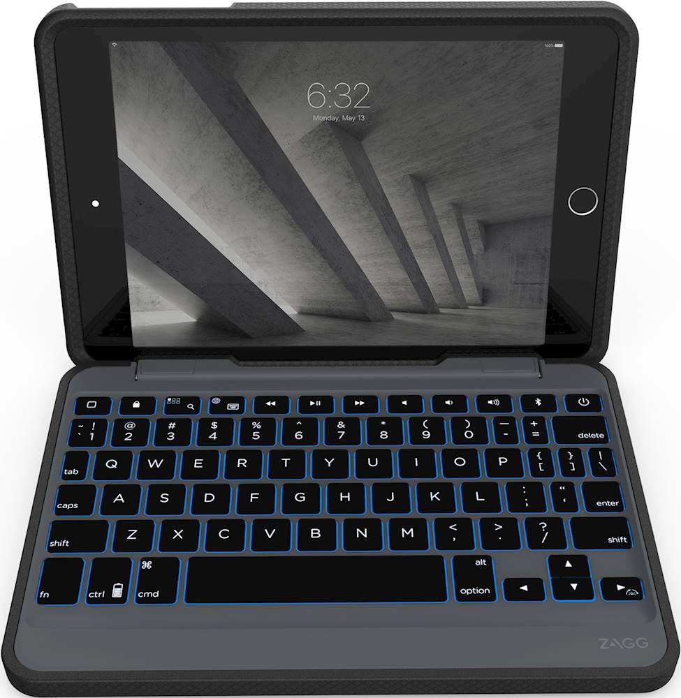 ZAGG - Rugged Book Keyboard Folio Case for Apple® iPad® mini (5th Generation 2019) - Black