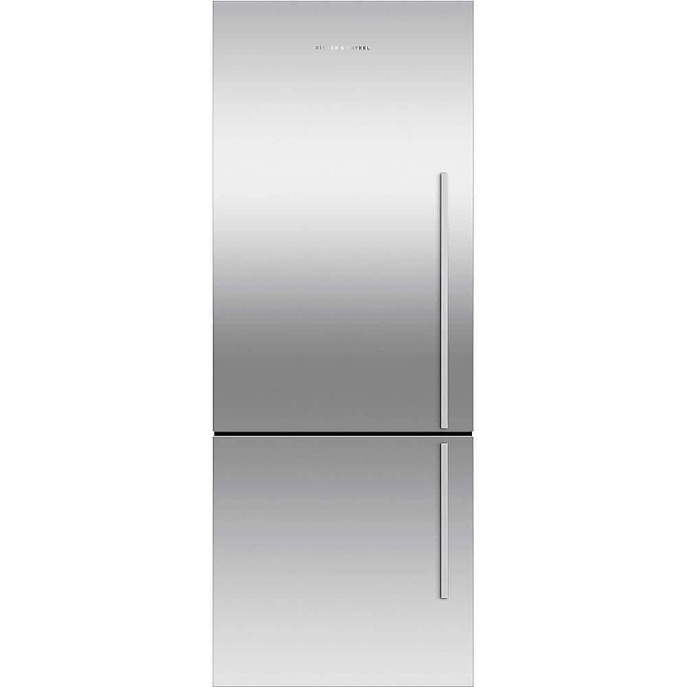 Front. Fisher & Paykel - 13 1/2 Cu. Ft. Bottom-Freezer Counter-Depth Refrigerator - Stainless Steel.