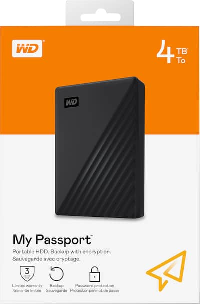 WD My Passport 4TB External USB 3.0 Portable Hard Drive Black WD My Passport 4TB External USB 3.0 Portable Hard Drive Black