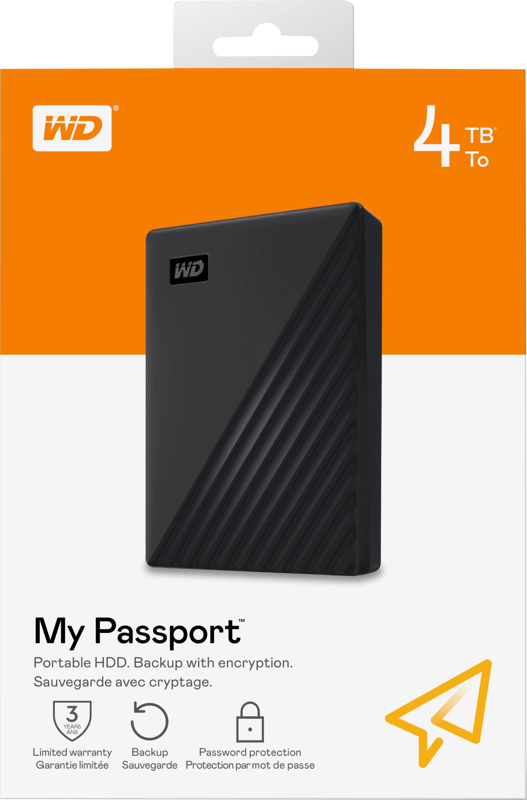 Alt View 20. WD - My Passport 4TB External USB 3.0 Portable Hard Drive - Black.
