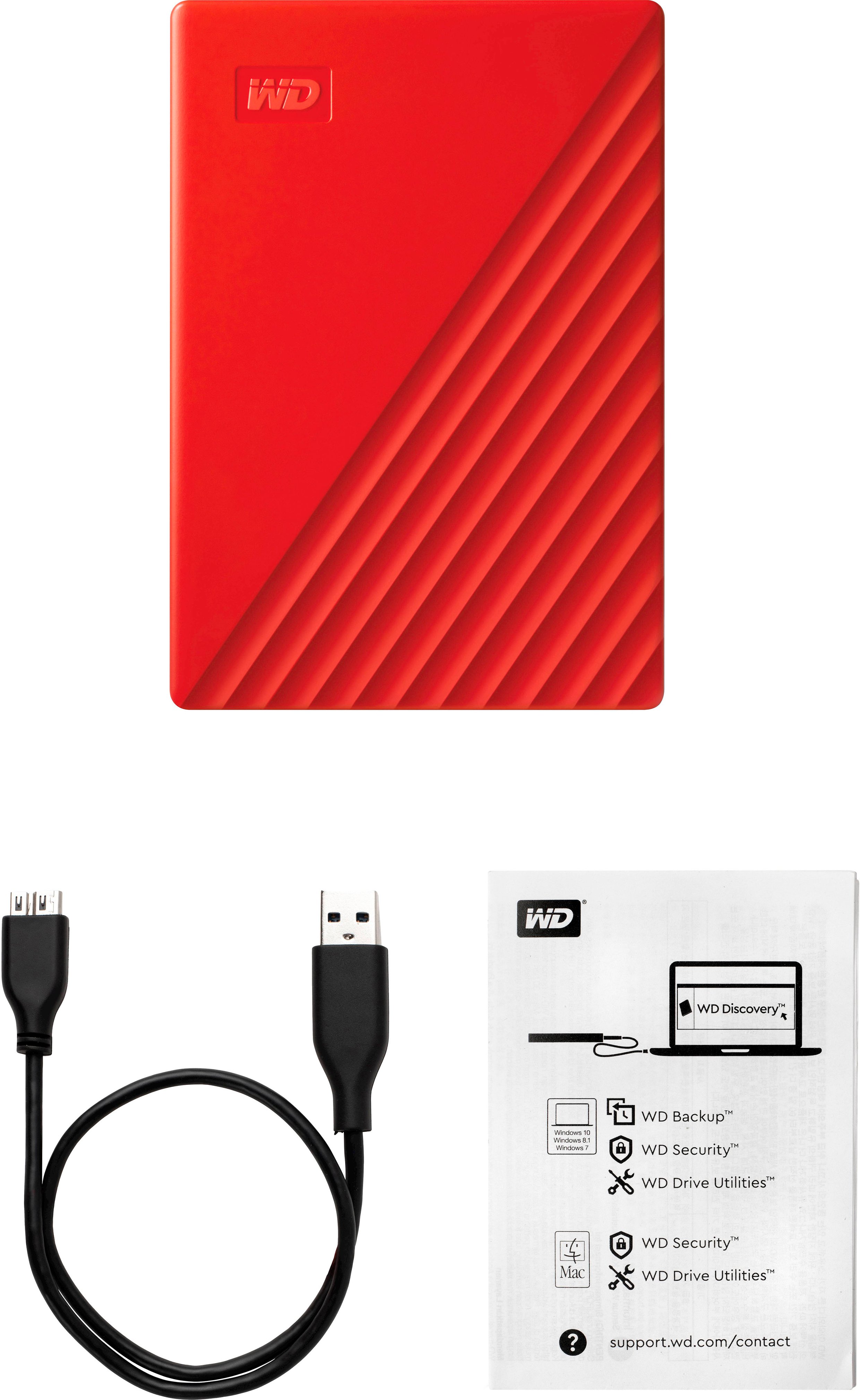 Robe Husk hver for sig WD My Passport 2TB External USB 3.0 Portable Hard Drive Red  WDBYVG0020BRD-WESN - Best Buy