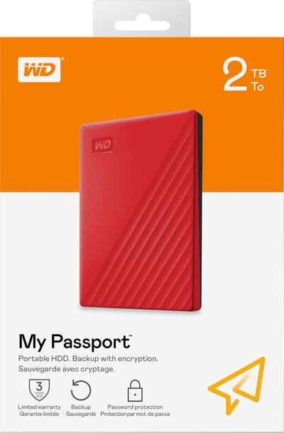 WD My Passport 2TB External USB 3.0 Portable Hard Drive Red WD My Passport 2TB External USB 3.0 Portable Hard Drive Red