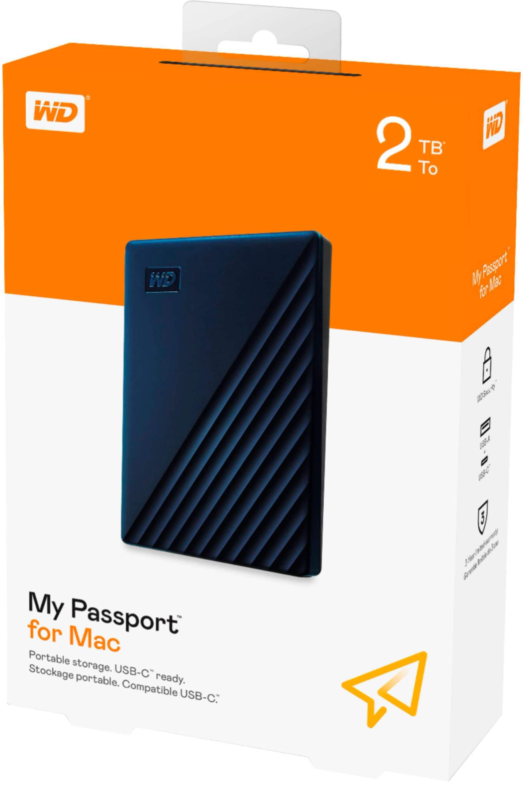 Alt View 21. WD - My Passport for Mac 2TB External USB 3.0 Portable Hard Drive - Blue.