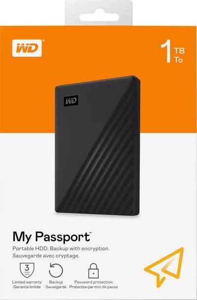 WD My Passport 1TB External USB 3.0 Portable Hard Drive Black WD My Passport 1TB External USB 3.0 Portable Hard Drive Black
