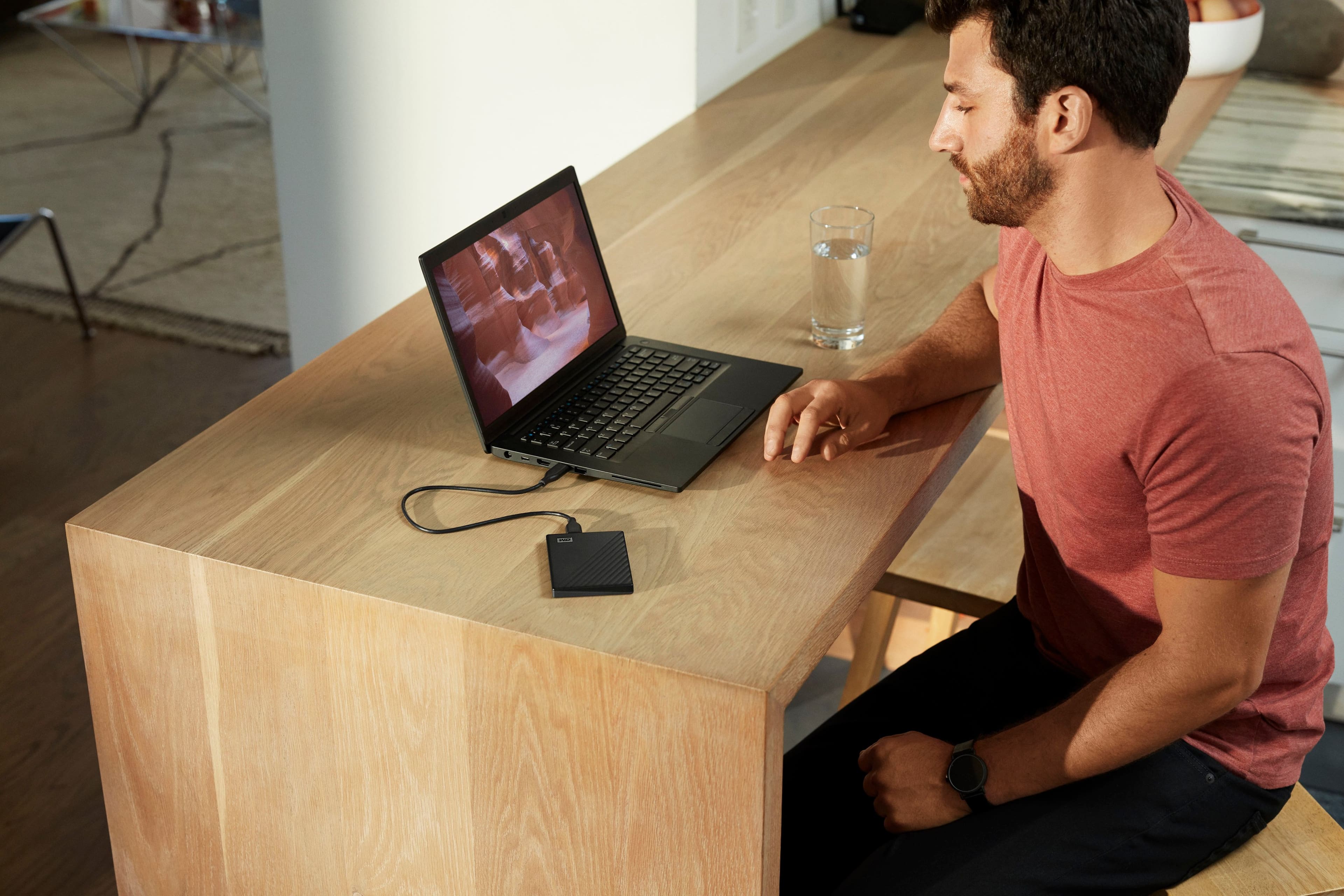 Alt View 17. WD - My Passport 1TB External USB 3.0 Portable Hard Drive - Black.