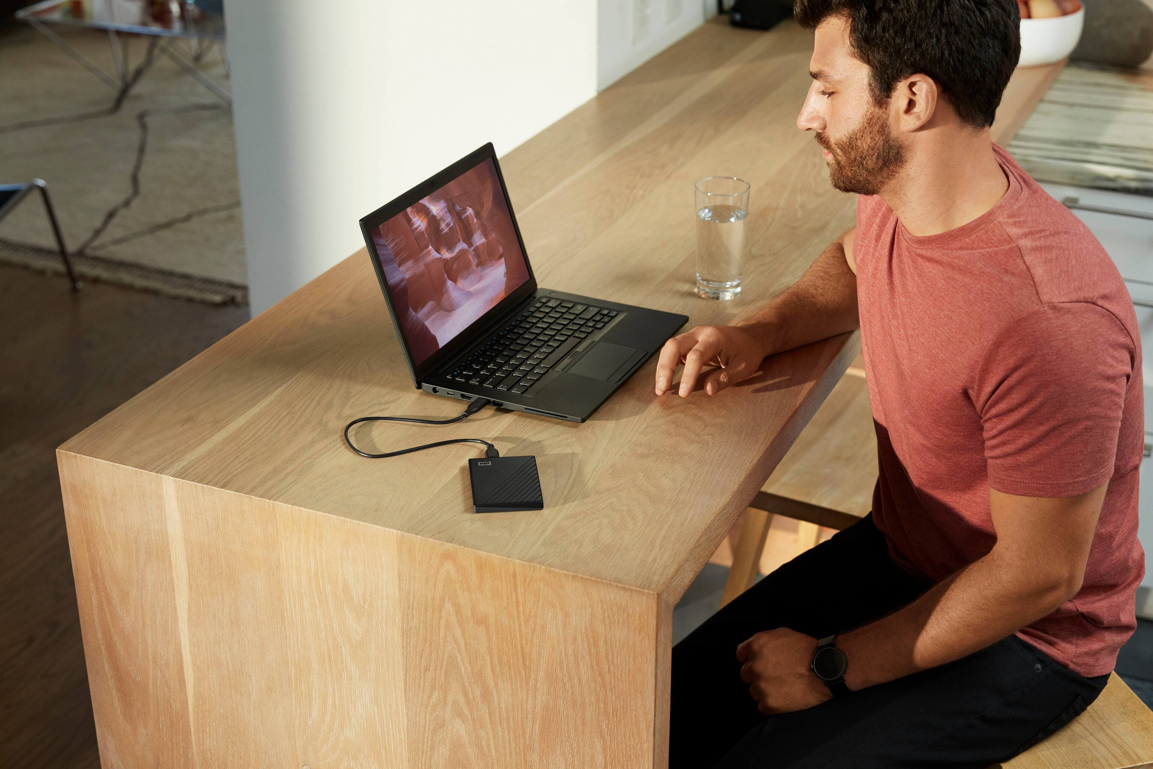 Alt View 17. WD - My Passport 1TB External USB 3.0 Portable Hard Drive - Black.