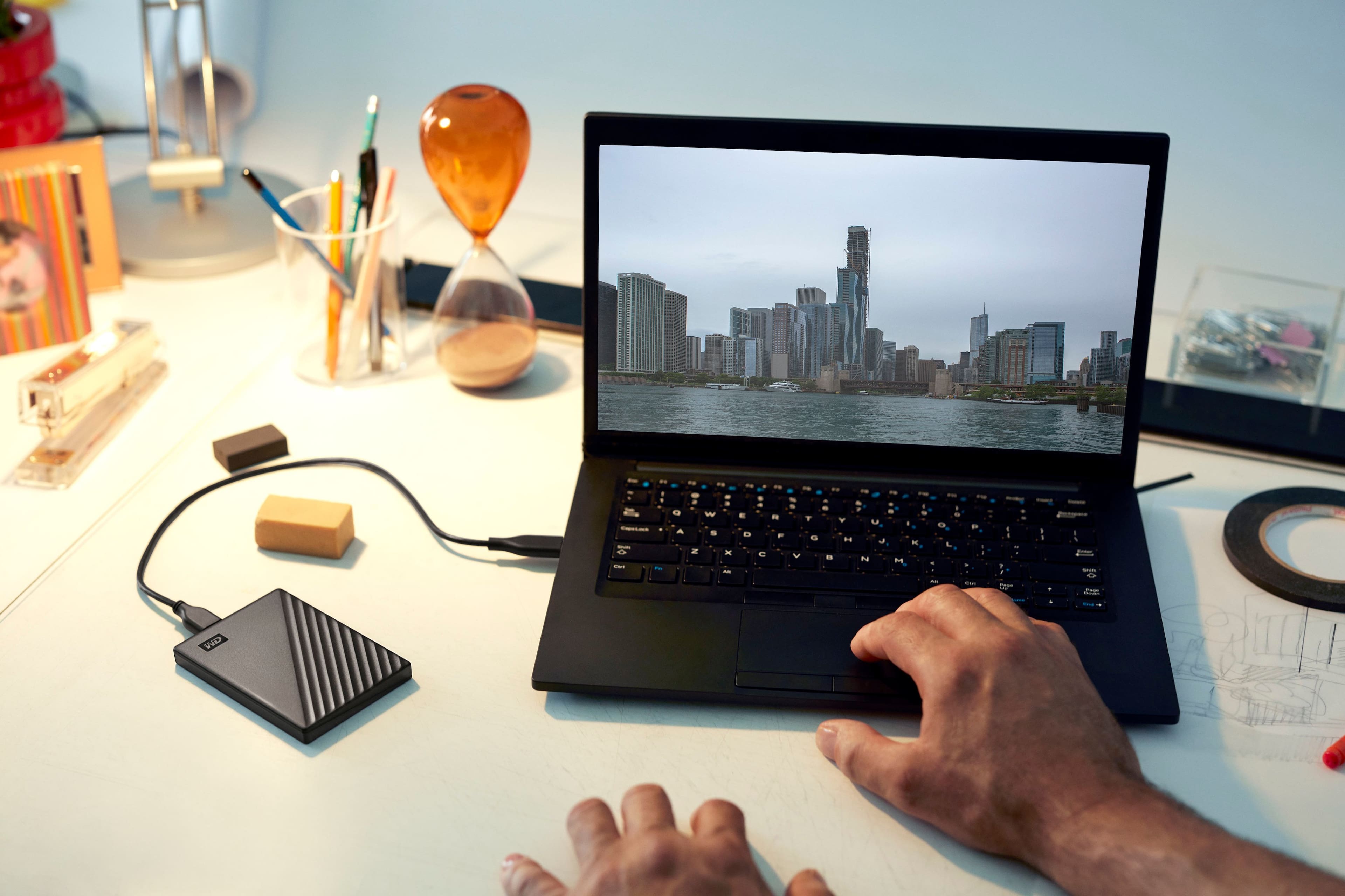 Alt View 18. WD - My Passport 1TB External USB 3.0 Portable Hard Drive - Black.