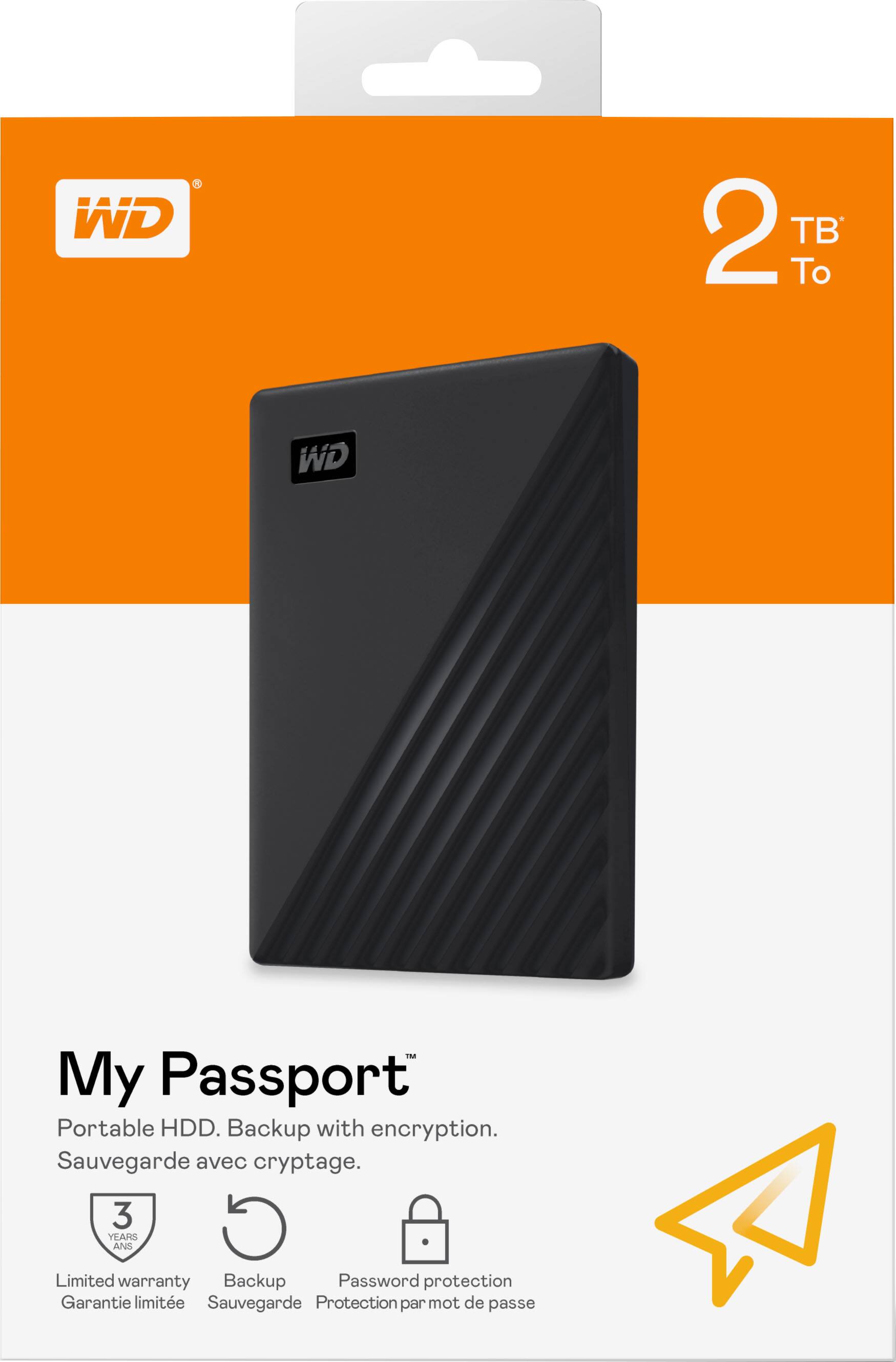 Alt View 20. WD - My Passport 2TB External USB 3.0 Portable Hard Drive - Black.