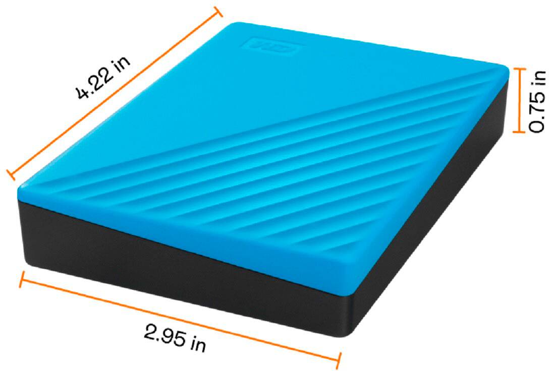 Angle. WD - My Passport 4TB External USB 3.0 Portable Hard Drive - Blue.
