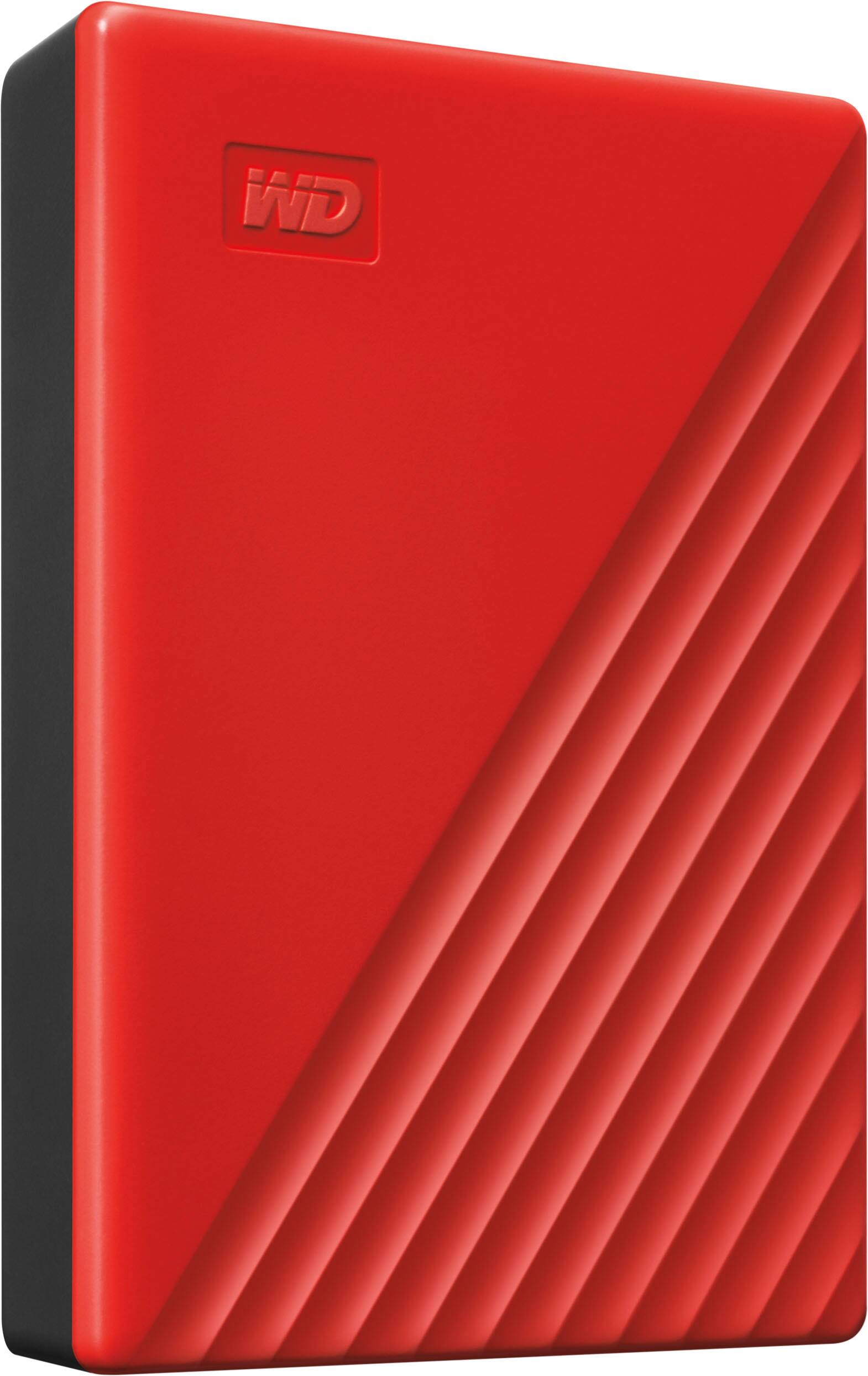 Left. WD - My Passport 4TB External USB 3.0 Portable Hard Drive - Red.