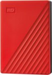Front. WD - My Passport 4TB External USB 3.0 Portable Hard Drive - Red.