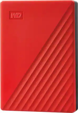 Front. WD - My Passport 4TB External USB 3.0 Portable Hard Drive - Red.