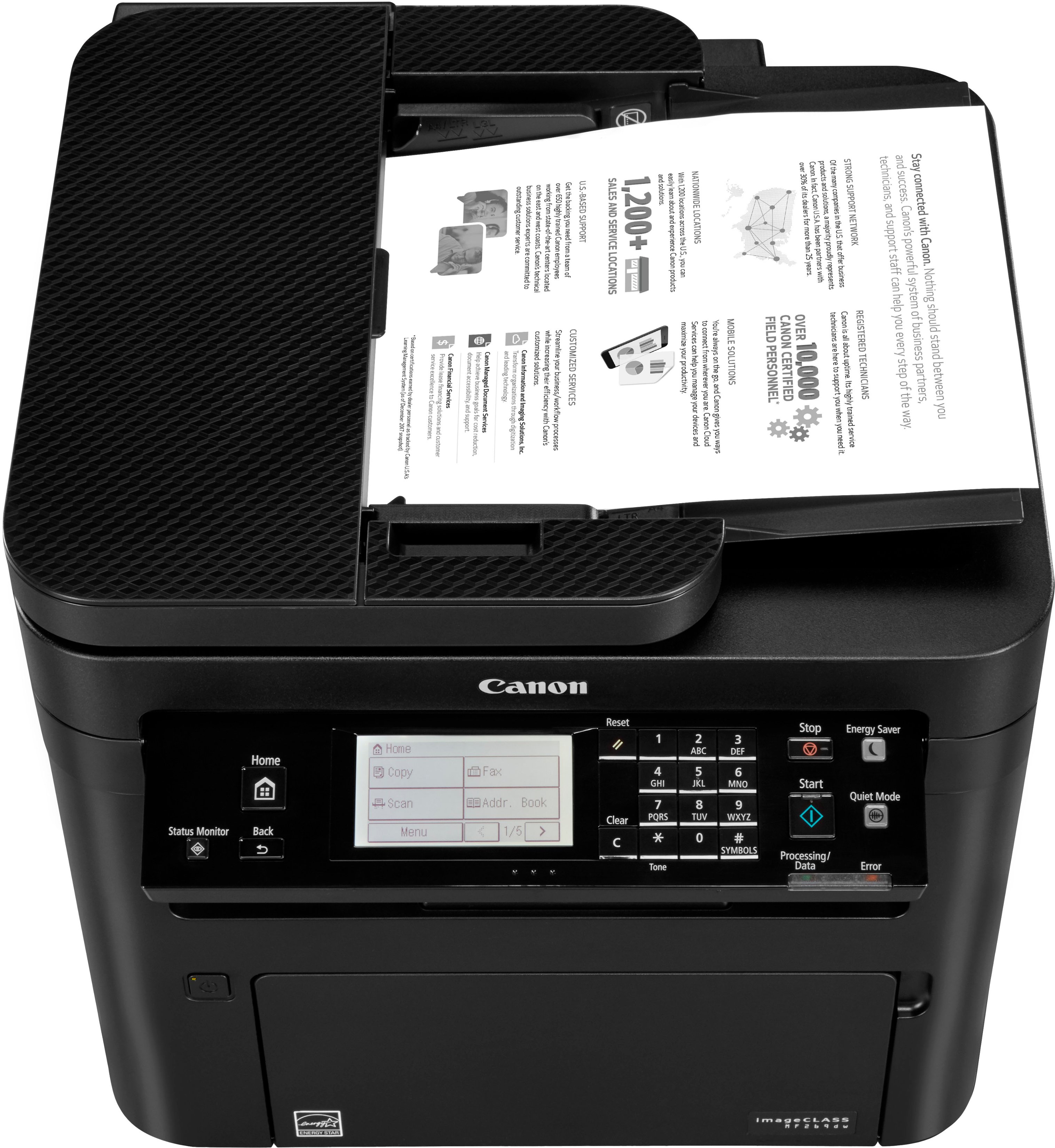 Left View: Canon - imageCLASS MF269dw Wireless Black-and-White All-In-One Laser Printer - Black