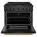 Angle. ZLINE - 36 in. Wide 6 Burner Designer 5.2 cu. ft. Freestanding DuoPro Dual Fuel Range with with Black and Bronze Accents+M9 - Black Satin Stainless Steel.