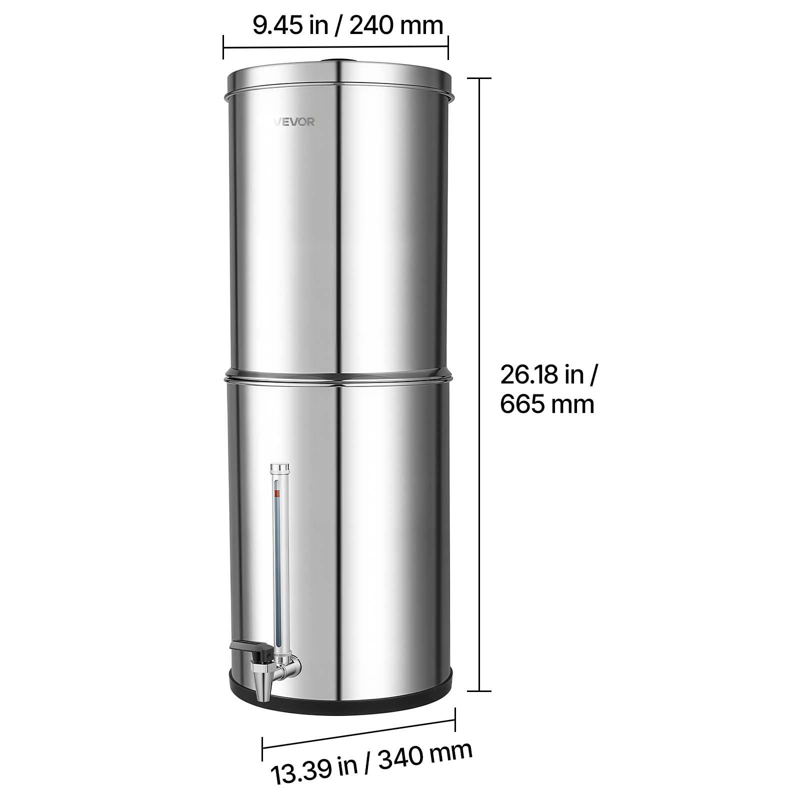 9.45 in / 240 mm  
26.18 in / 665 mm  
13.39 in / 340 mm