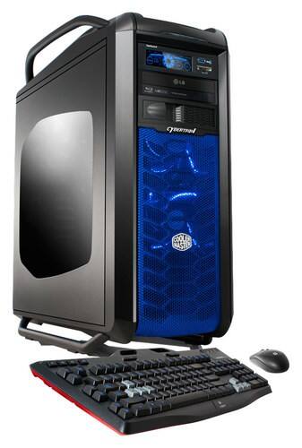 Front. CybertronPC - Desktop - Intel Core i7 - 32GB Memory - 2TB HDD + 120GB Solid State Drive + 120GB Solid State Drive - Black/Blue.