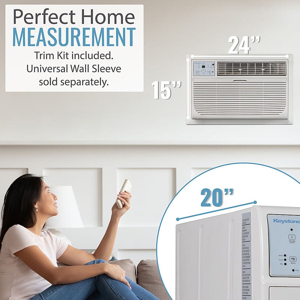 Left View: Keystone - 550 Sq. Ft. 12,000 BTU Through-the-Wall Air Conditioner - White