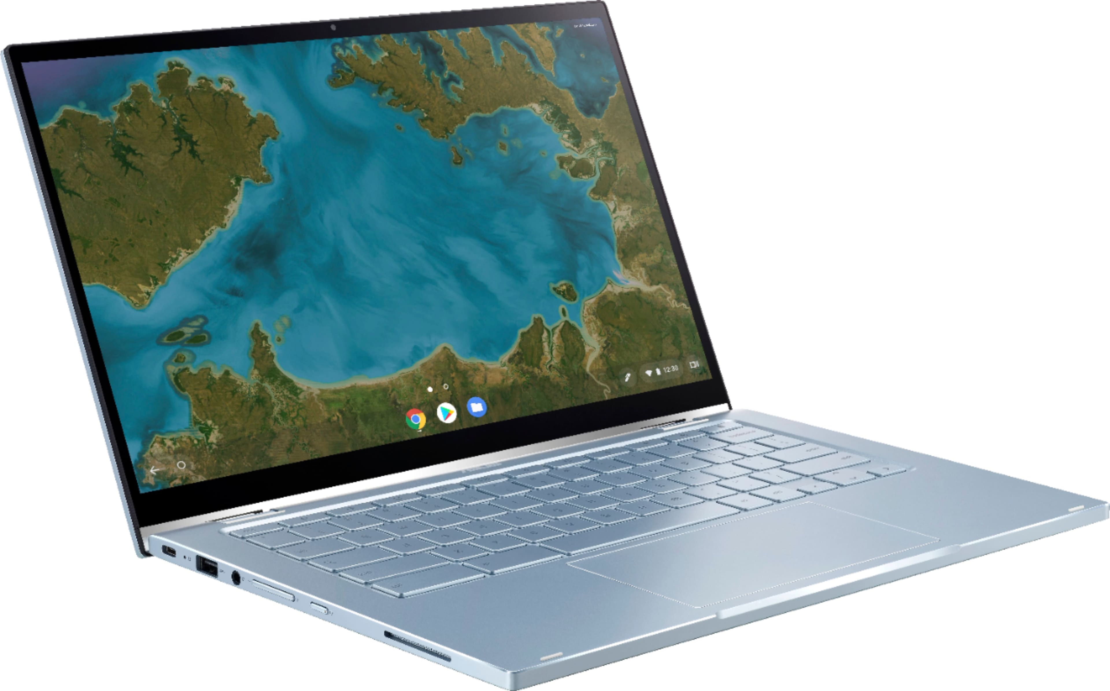 Angle View: ASUS - 2-in-1 14" Touch-Screen Chromebook - Intel Core m3 - 4GB Memory - 64GB eMMC Flash Memory - Blue Silver