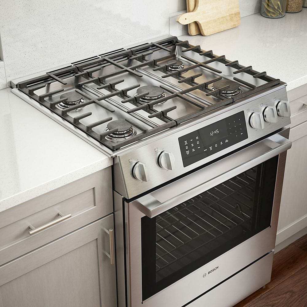 Alt View 20. Bosch - Benchmark Series 4.8 Cu. Ft. Slide-In Gas Convection Range with Self-Cleaning - Stainless steel.