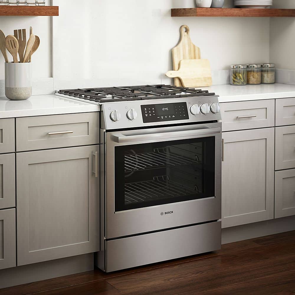 Alt View 21. Bosch - Benchmark Series 4.8 Cu. Ft. Slide-In Gas Convection Range with Self-Cleaning - Stainless steel.