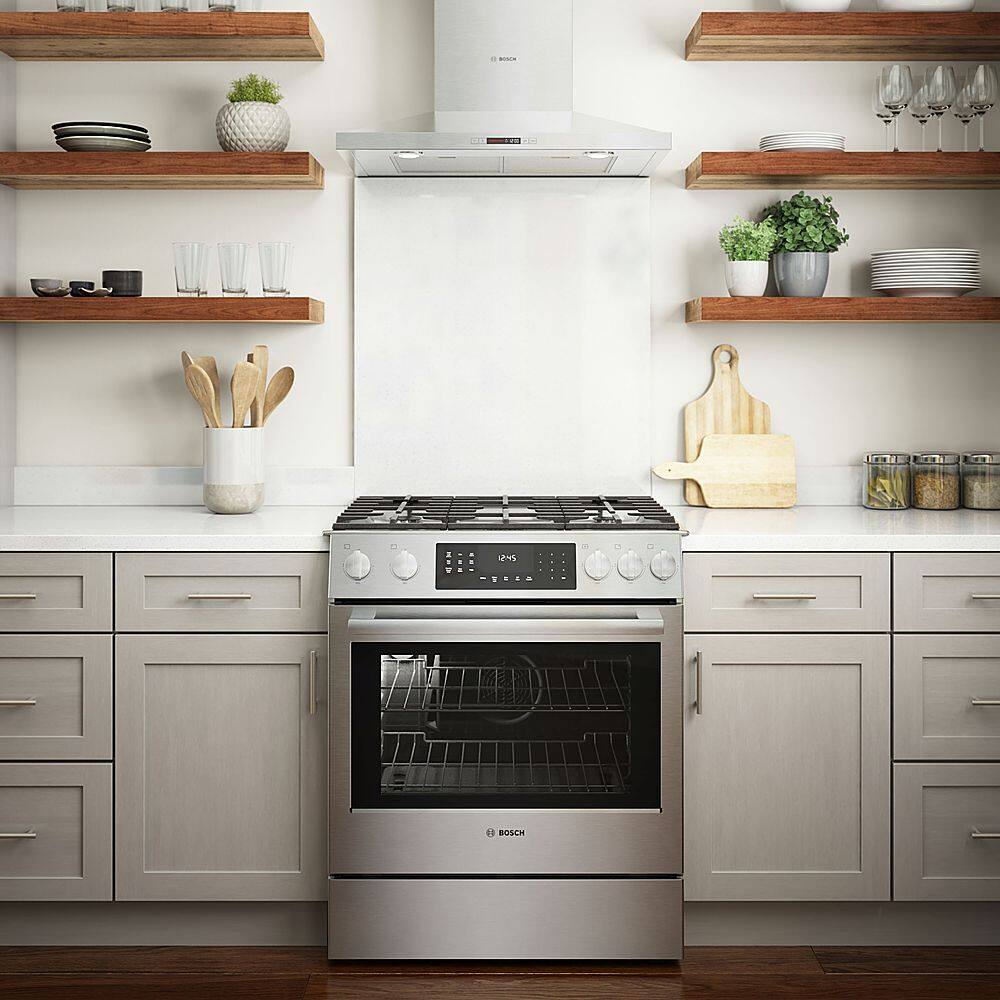 Alt View 22. Bosch - Benchmark Series 4.8 Cu. Ft. Slide-In Gas Convection Range with Self-Cleaning - Stainless steel.