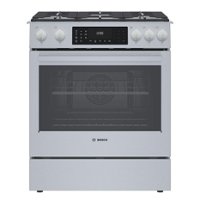 Bosch - Benchmark Series 4.6 Cu. Ft. Slide-In Dual Fuel Convection Range with Self-Cleaning - Stainless steel - Front_Zoom