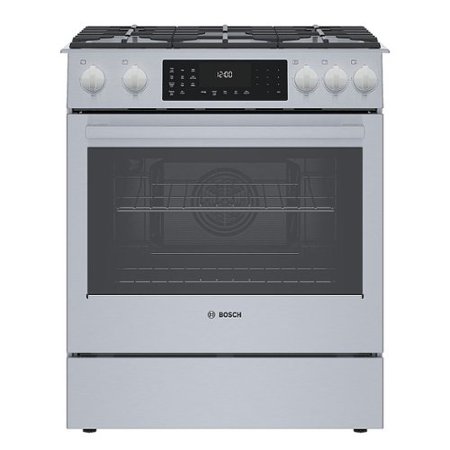 Bosch - Benchmark Series 4.6 Cu. Ft. Slide-In Dual Fuel Convection Range with Self-Cleaning - Stainless Steel
