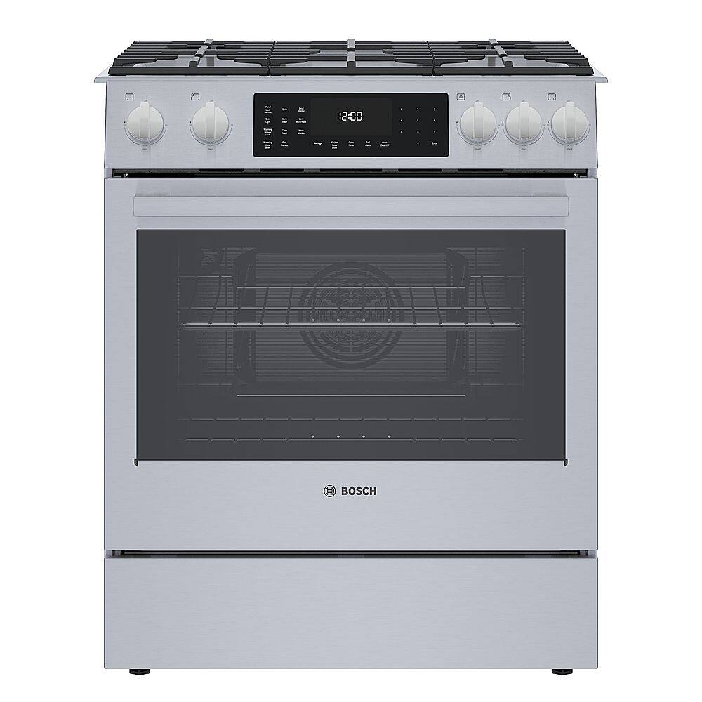 Bosch - Benchmark Series 4.6 Cu. Ft. Slide-In Dual Fuel Convection Range with Self-Cleaning - Stainless Steel