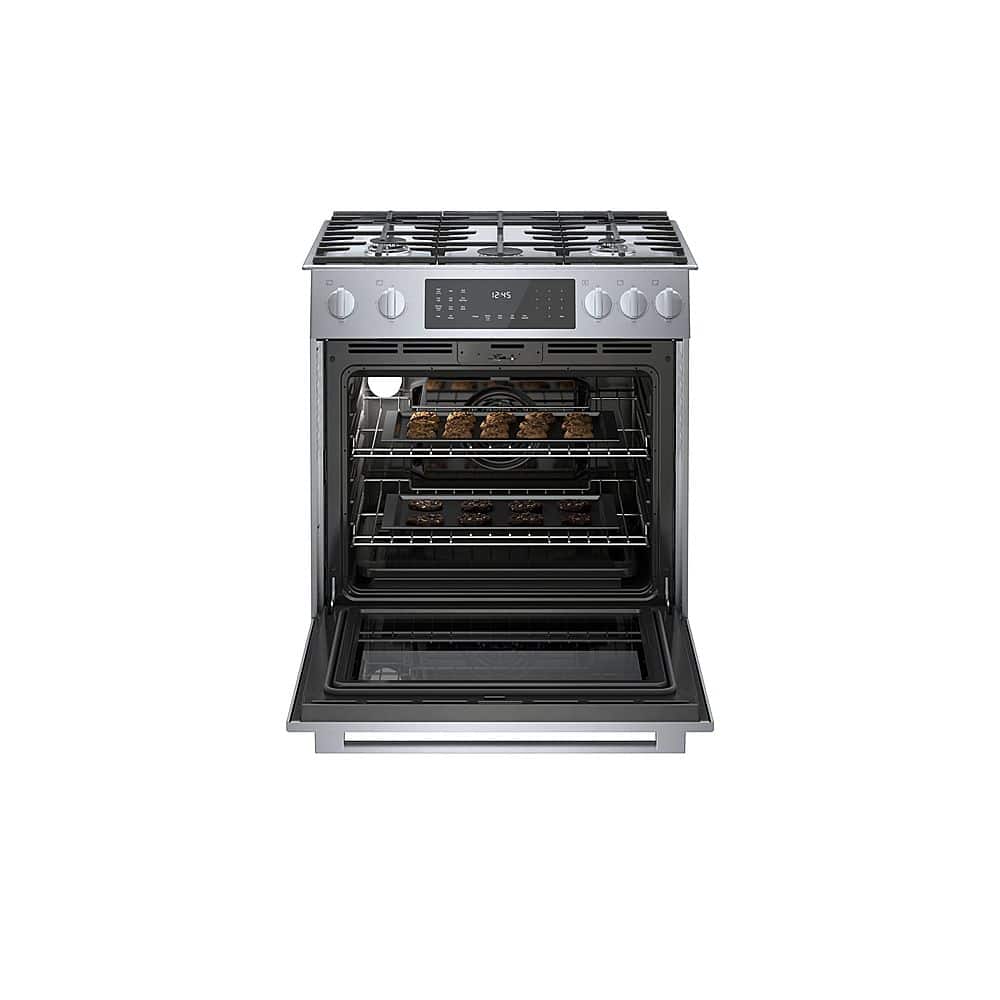 Alt View 2. Bosch - Benchmark Series 4.6 Cu. Ft. Slide-In Dual Fuel Convection Range with Self-Cleaning - Stainless steel.