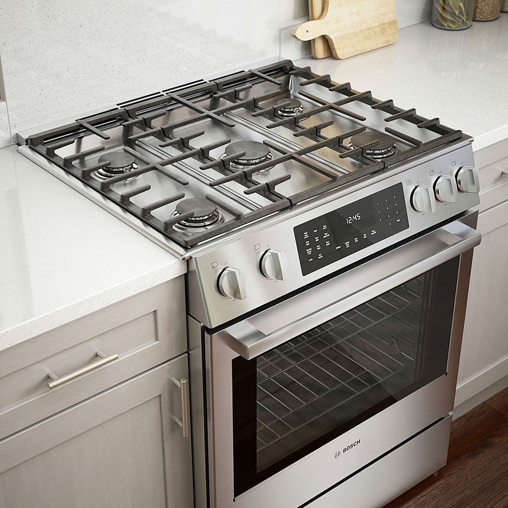 Alt View 22. Bosch - Benchmark Series 4.6 Cu. Ft. Slide-In Dual Fuel Convection Range with Self-Cleaning - Stainless steel.
