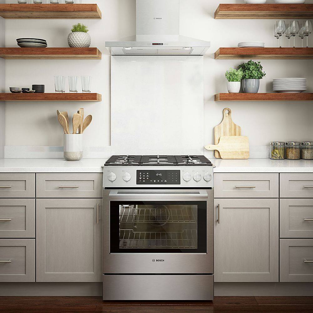 Alt View 24. Bosch - Benchmark Series 4.6 Cu. Ft. Slide-In Dual Fuel Convection Range with Self-Cleaning - Stainless steel.