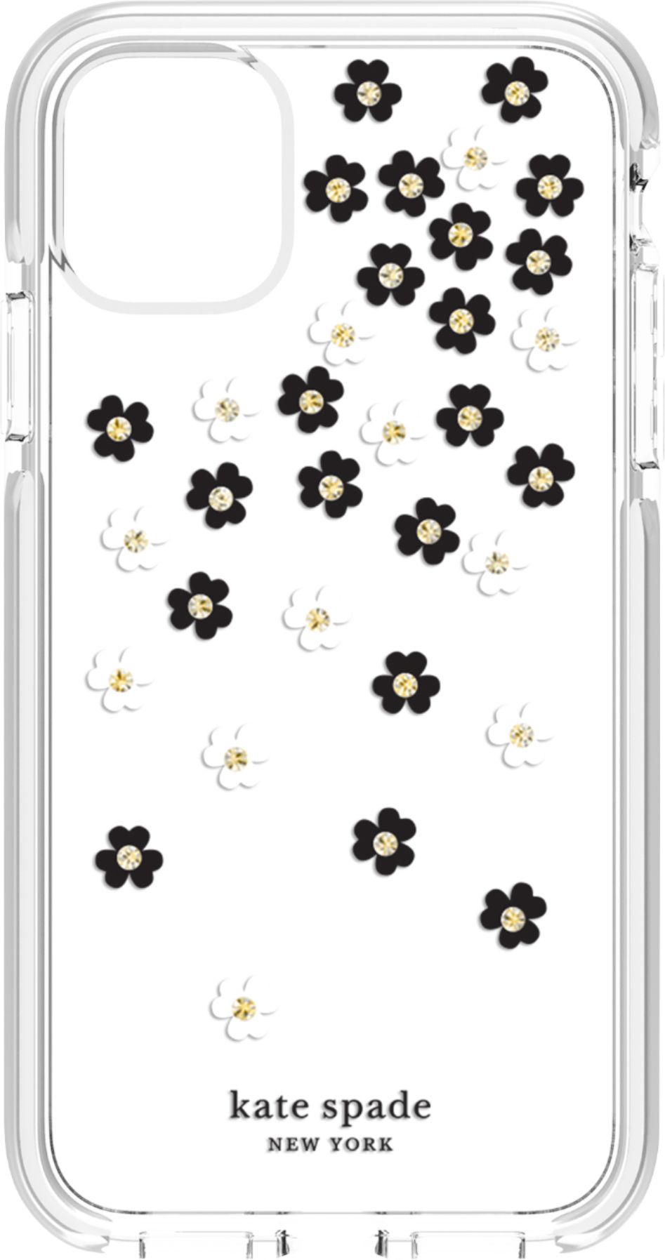 Best Buy: kate spade new york Defensive Hardshell Case for Apple® iPhone® 11  White/Clear/Scattered Flowers Black/Gold Gems KSIPH-134-SFLBW