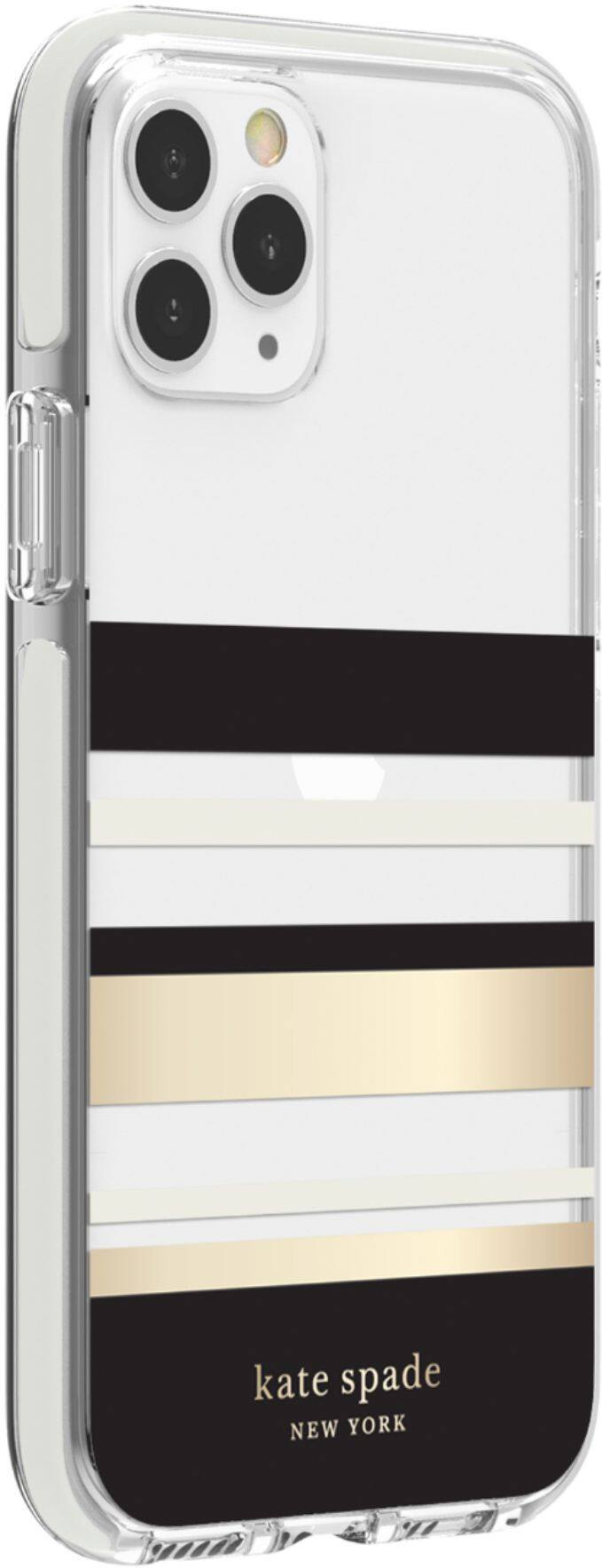 Angle View: kate spade new york - Defensive Hardshell Case for Apple® iPhone® 11 Pro - Black/Clear/Cream/Park Stripe Gold Foil