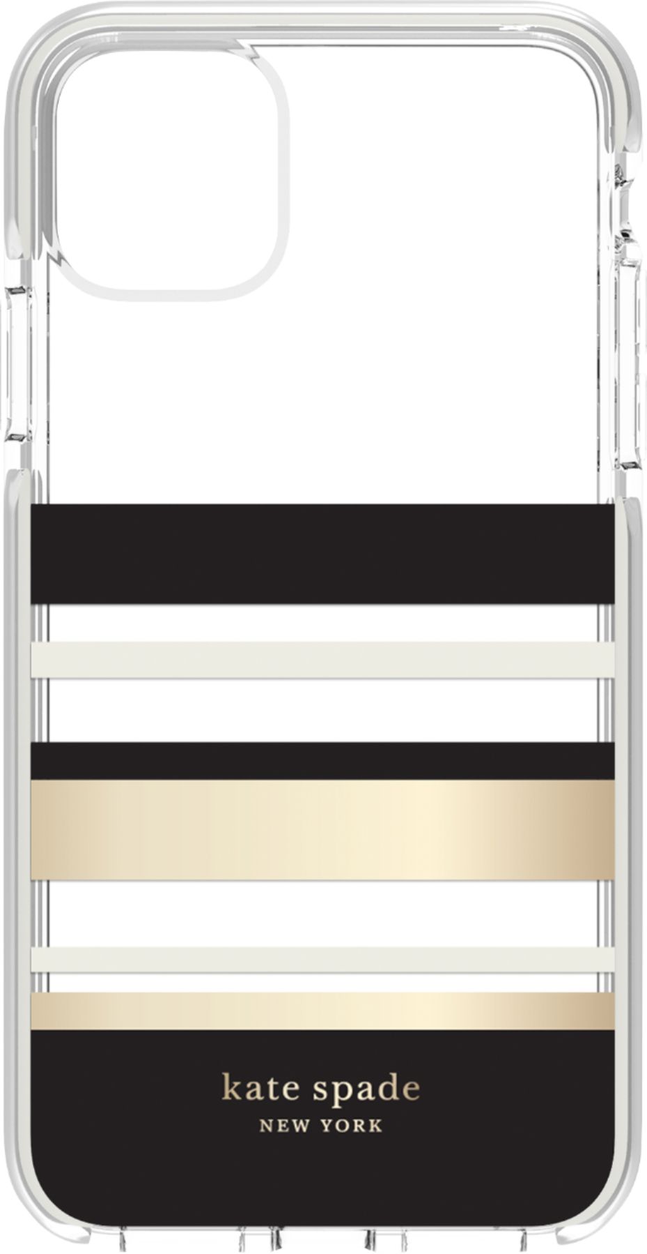 Kate Spade New York Defensive Hardshell Case For Apple Iphone 11 Pro Max Black Clear Cream Park Stripe Gold Foil Ksiph 135 Psbgc Best Buy