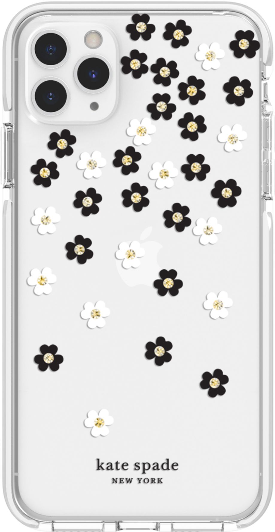 Kate Spade New York Defensive Hardshell Case For Apple Iphone 11 Pro Max White Clear Scattered Flowers Black Gold Gems Ksiph 135 Sflbw Best Buy