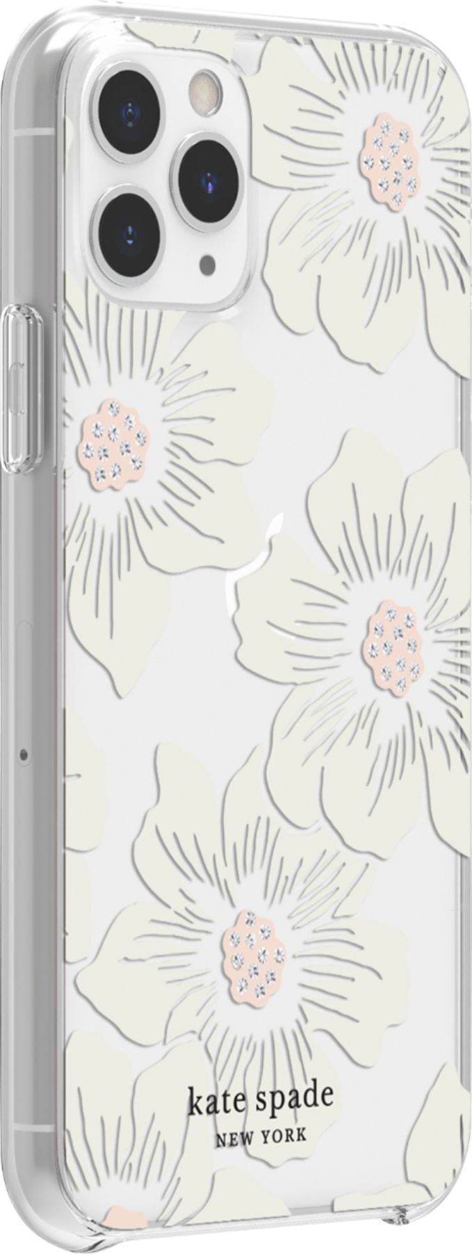 Angle View: kate spade new york - Protective Hard Shell Case for Apple® iPhone® 11 Pro - Cream With Stones/Hollyhock Floral Clear