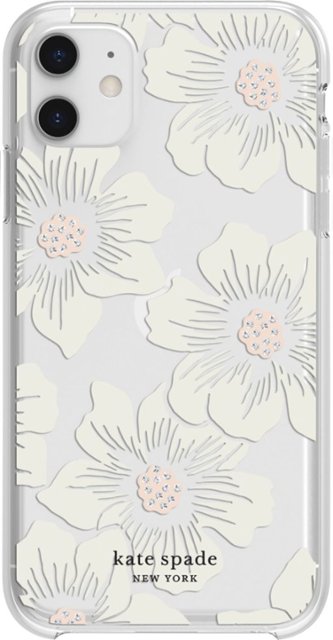 kate spade new york Protective Hard Shell Case for Apple® iPhone® 11 Cream  With Stones/Hollyhock Floral Clear KSIPH-131-HHCCS - Best Buy