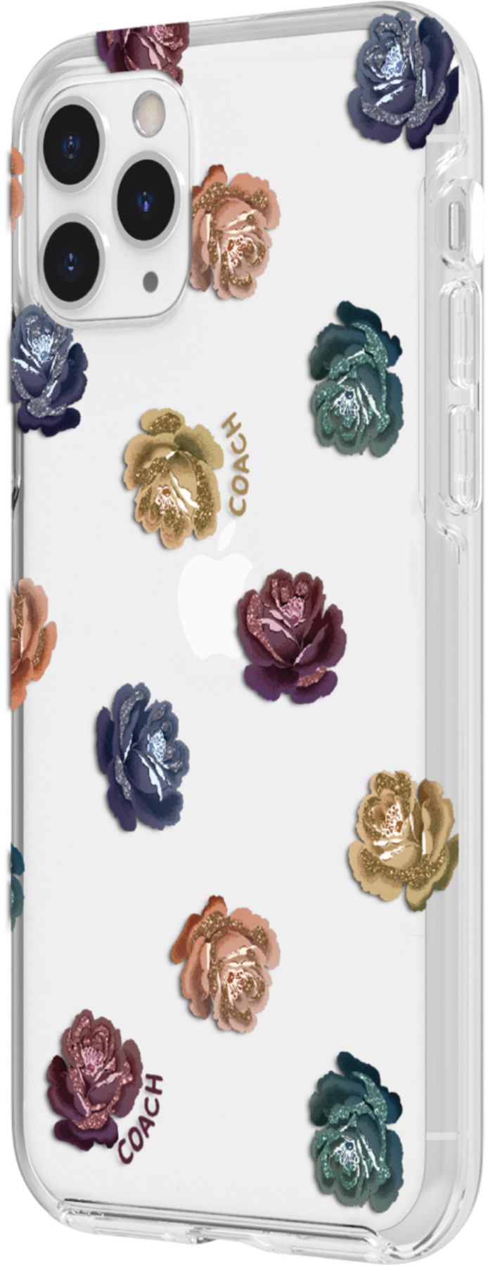 Left View: Coach - Dreamy Peony Protective Case for Apple iPhone 11 Pro - Clear/Rainbow/Glitter