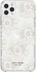kate spade new york - Protective Hard Shell Case for Apple® iPhone® 11 Pro Max - Cream With Stones/Hollyhock Floral Clear - Front_Zoom