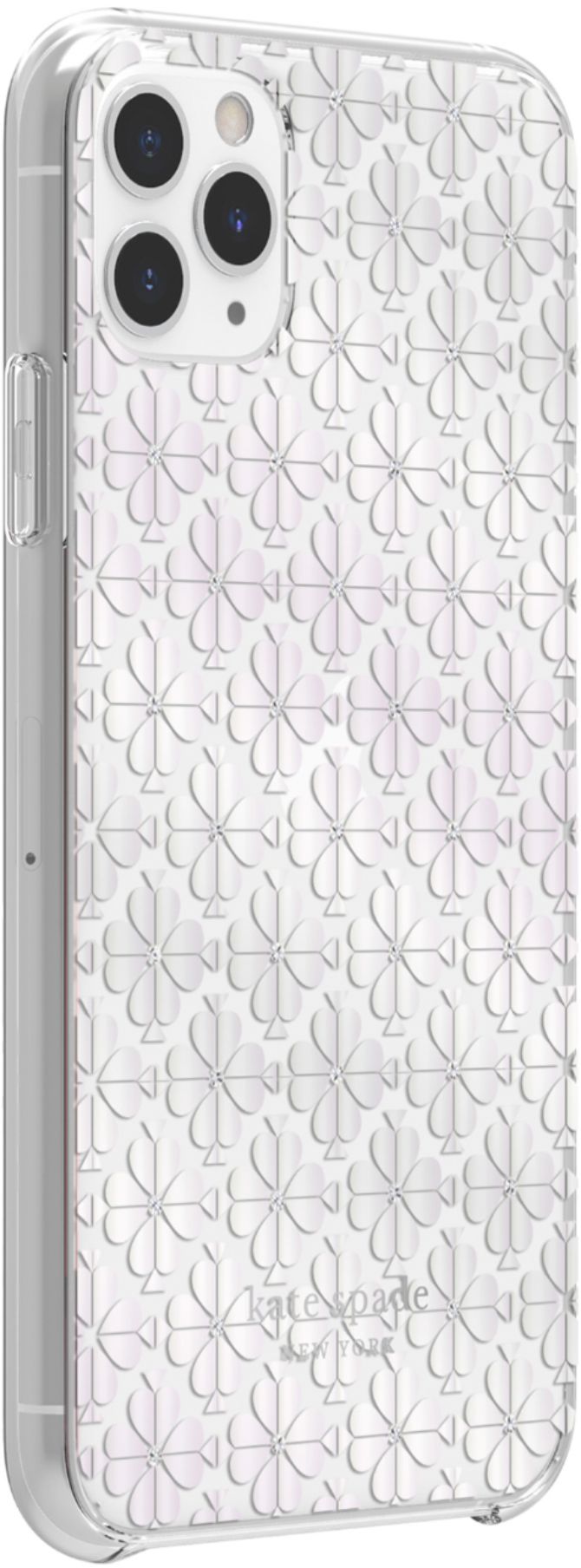 Angle View: kate spade new york - Protective Hard Shell Case for Apple® iPhone® 11 Pro Max - Crystal Gems/Spade Flower Pearl Foil