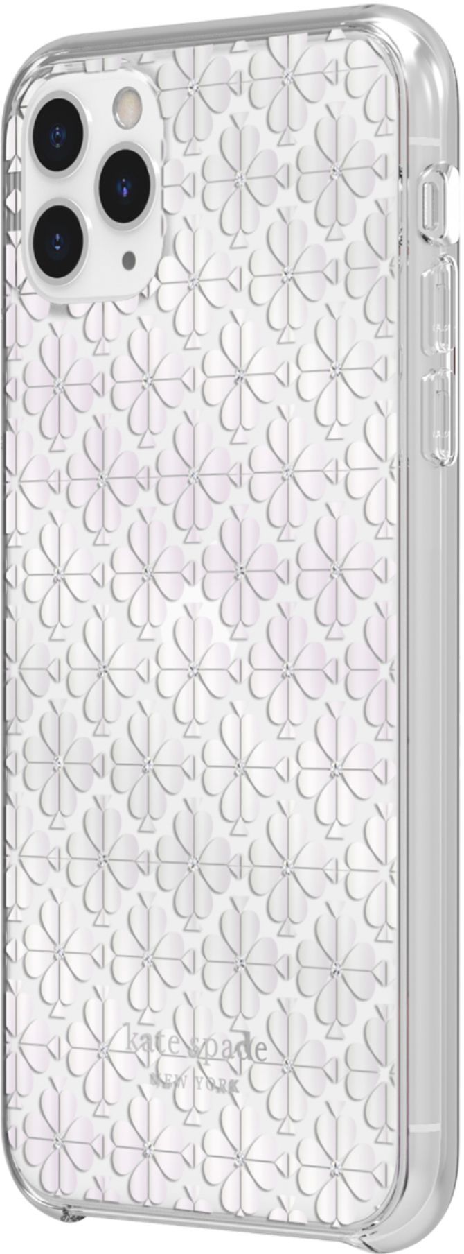 Left View: kate spade new york - Protective Hard Shell Case for Apple® iPhone® 11 Pro Max - Crystal Gems/Spade Flower Pearl Foil