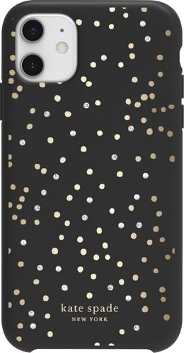 kate spade new york - Protective Hard Shell Case for Apple® iPhone® 11 Pro Max - Gold/Crystal Gem/Pearl/Soft Touch Disco Dots Black