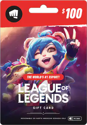 Front. Riot Games - $100 League of Legends Game Card.