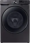 Front. Samsung - 5.0 Cu. Ft.  High-Efficiency Stackable Smart Front Load Washer with Steam - Black stainless steel.