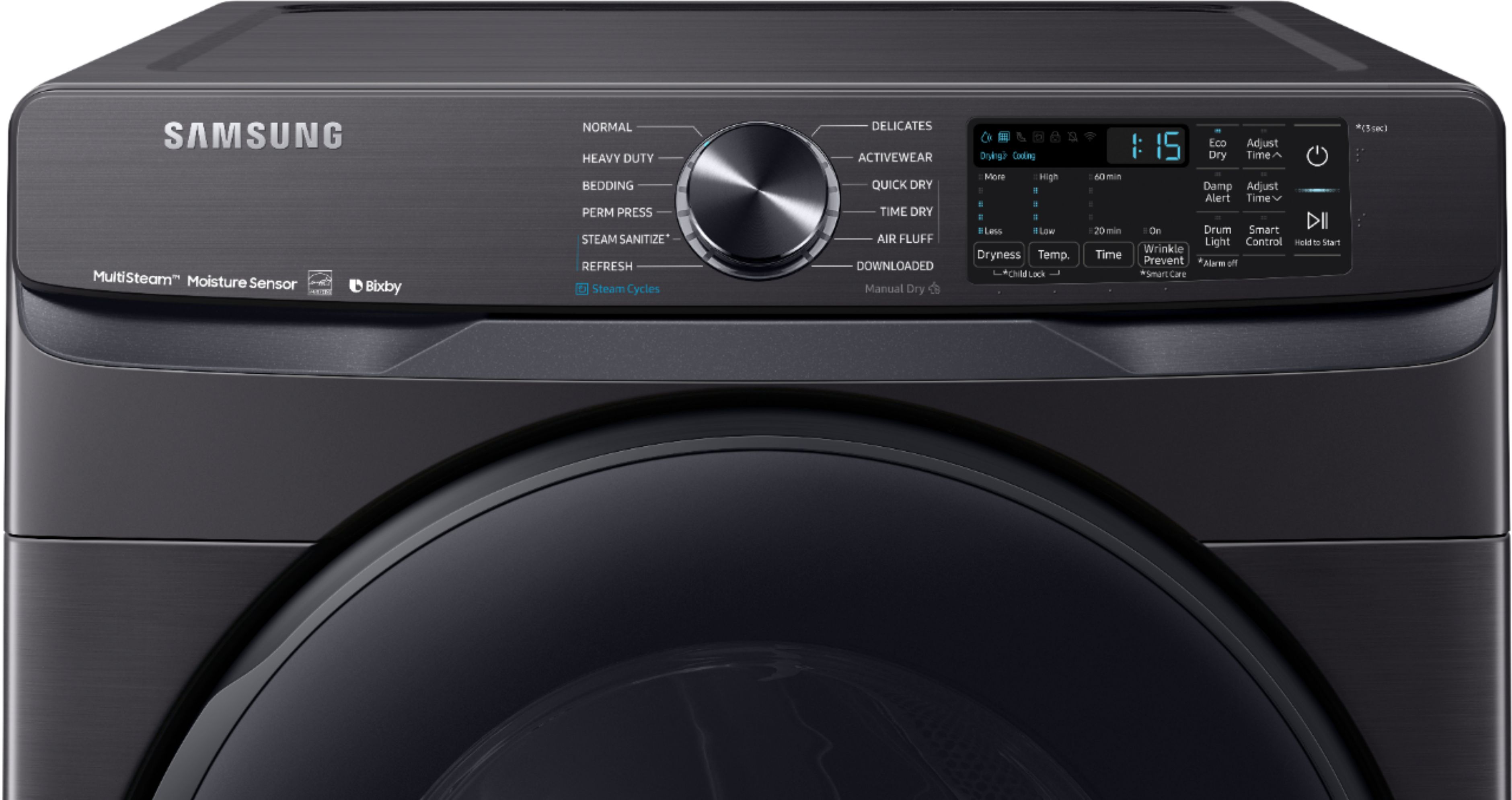 Samsung 7 5 Cu Ft Stackable Smart Electric Dryer With Steam And Sensor Dry Black Stainless Steel Dve50r8500v Best Buy